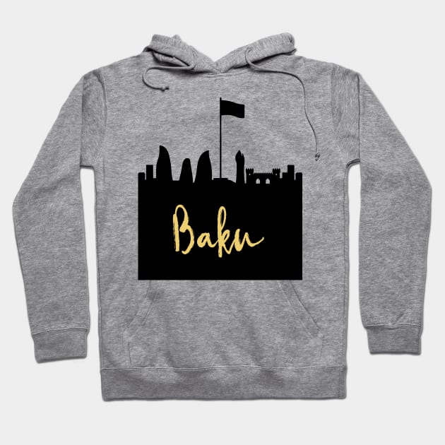 BAKU AZERBAIJAN DESIGNER SILHOUETTE SKYLINE ART Hoodie by deificusArt